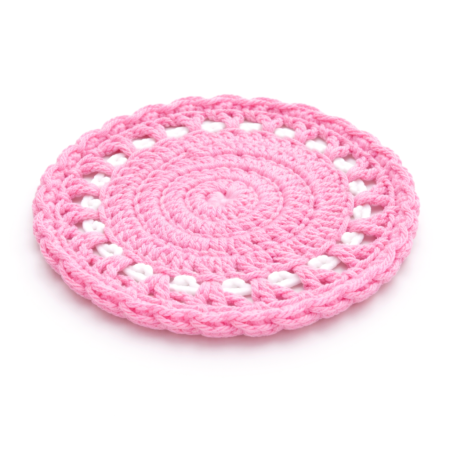 Pink Crochet Coaster Handcrafted Cotton Yarn Doily